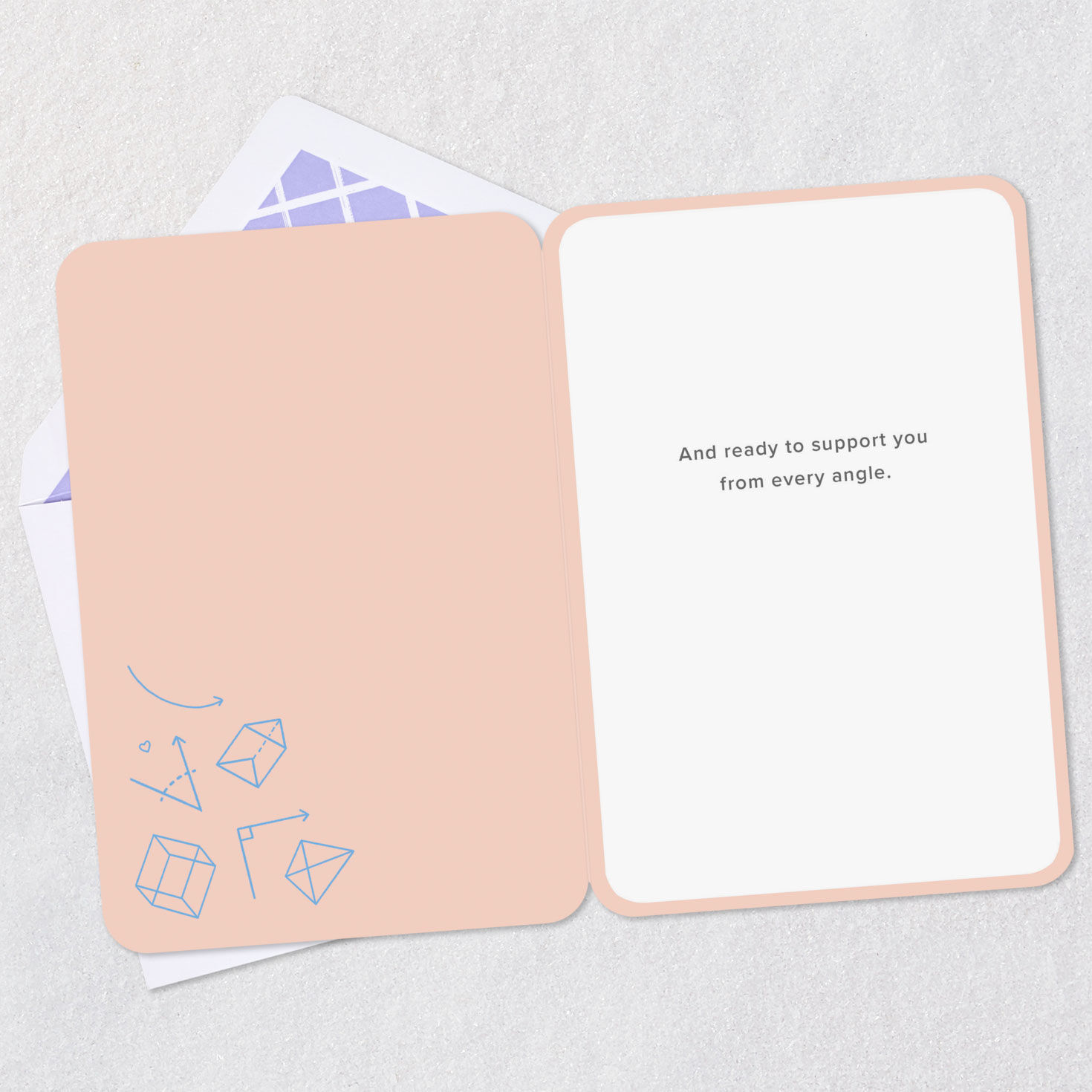 Square and Triangle Characters Encouragement Card Open card with envelope image number 3