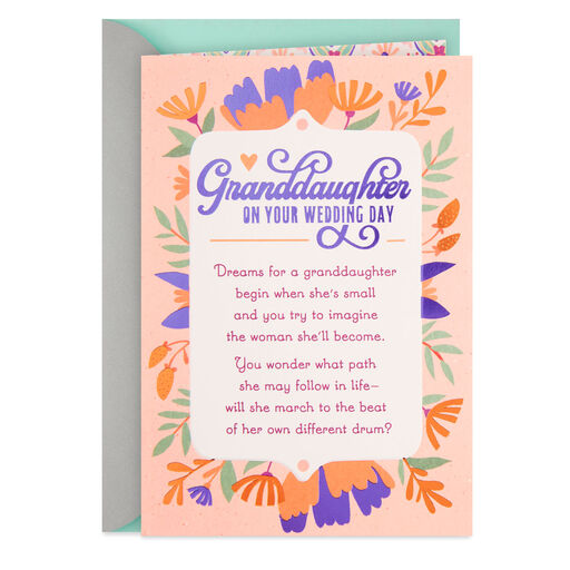 Wishing You Dreams Come True Wedding Card for Granddaughter, 