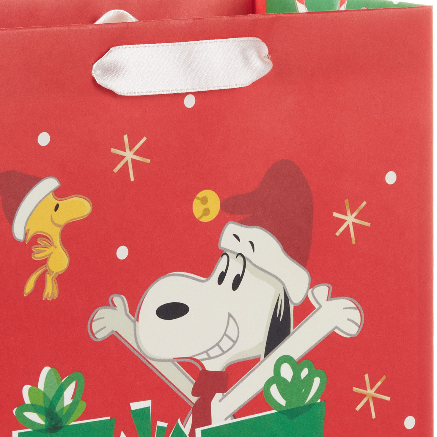 9.6" Peanuts® Santa Snoopy and Woodstock on Red Medium Christmas Gift Bag for only USD 3.49 | Hallmark