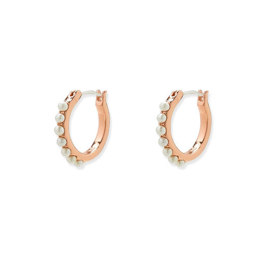 Pura Vida Rose Gold Pearl Pave Hoop Earrings, 