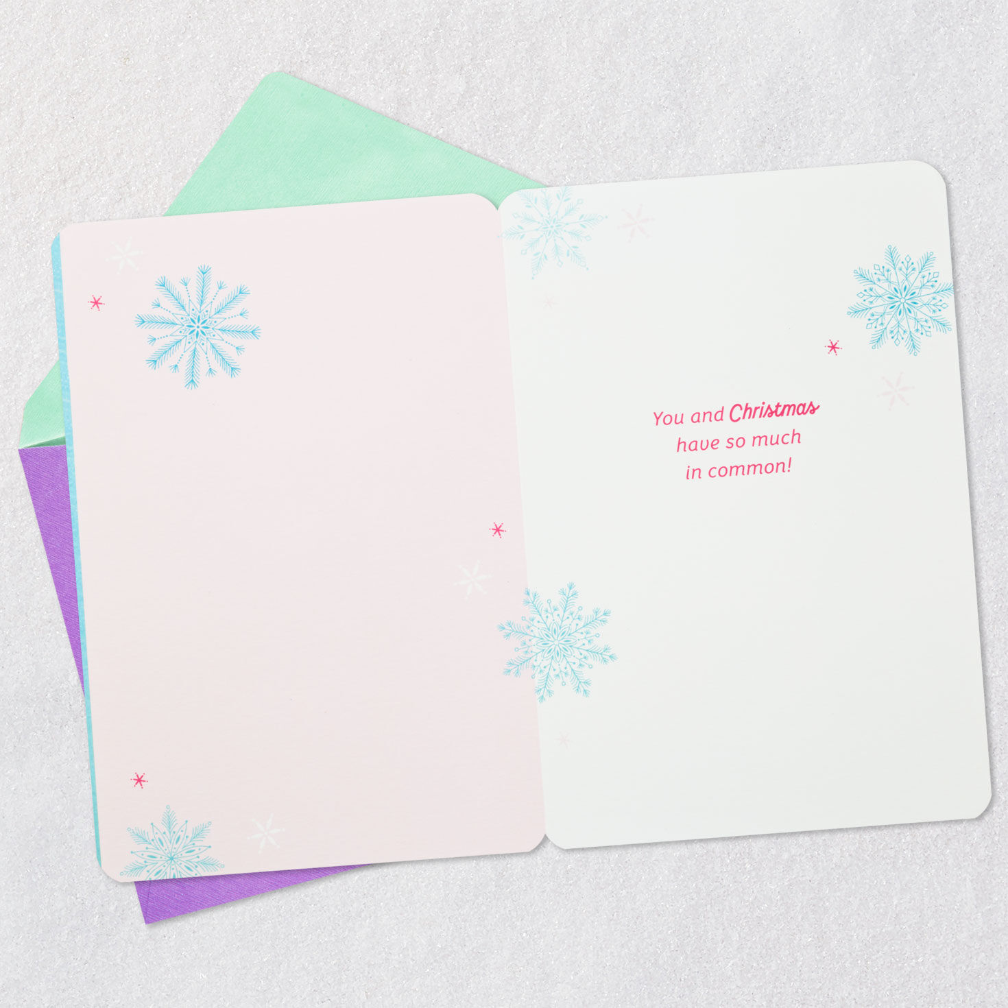 Jeweled Snowflake Blue Christmas Card for Granddaughter Open card with envelope image number 3