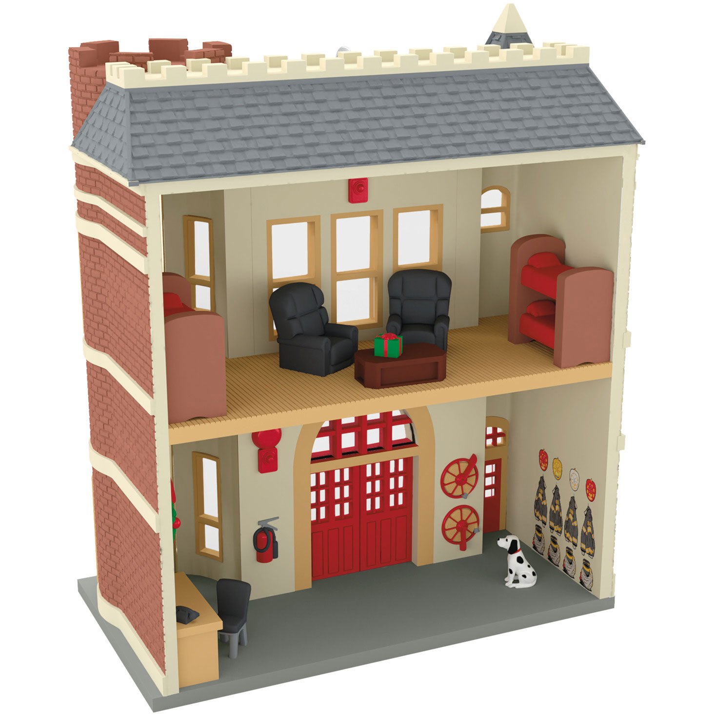 Red Brick Fire Station Keepsake Ornament Back image number 6