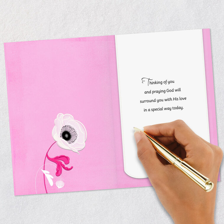 Pink Flowers Religious Thinking of You Card for Her  image number 6