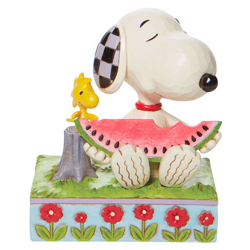 Jim Shore Peanuts Snoopy & Woodstock Sharing Watermelon Figurine, 4.625", 