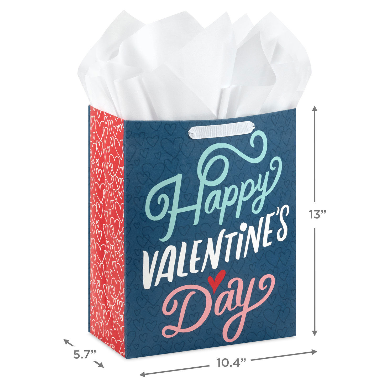 13" Happy Valentine's Day on Blue Large Gift Bag With Card and Tissue, , large image number 3