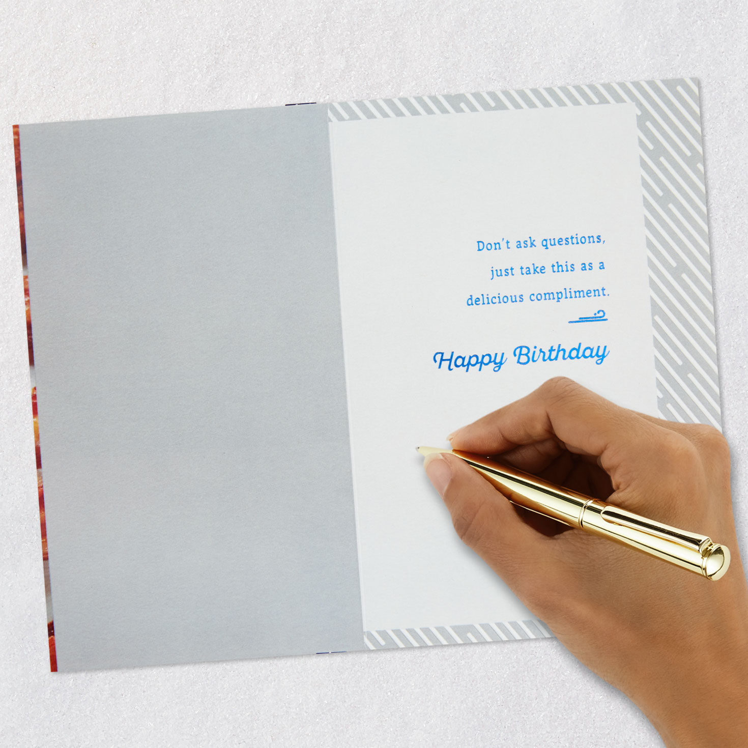 Crispy Bacon Funny Birthday Card for Brother signing card image number 6