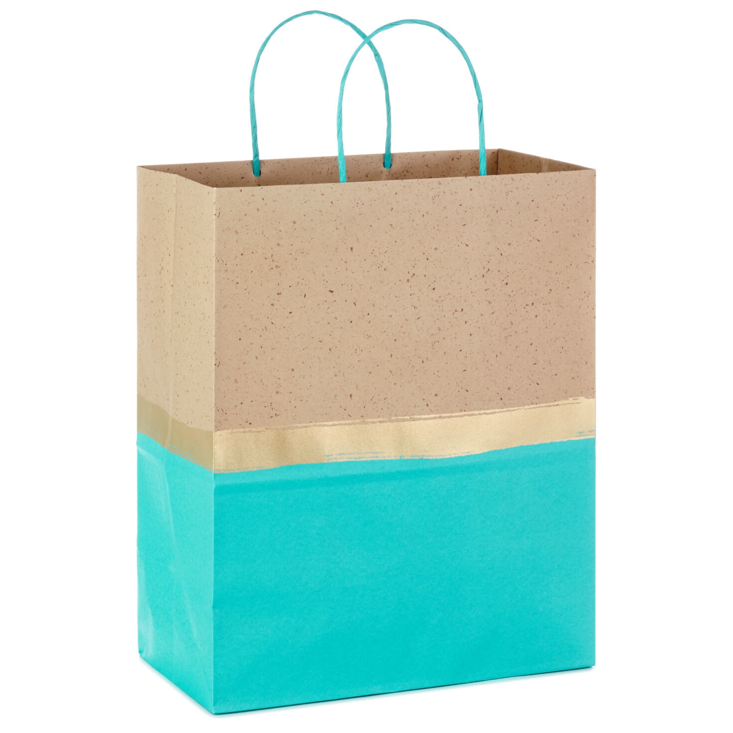 13" Turquoise and Kraft Paper 6-Pack Gift Bags, , large image number 4