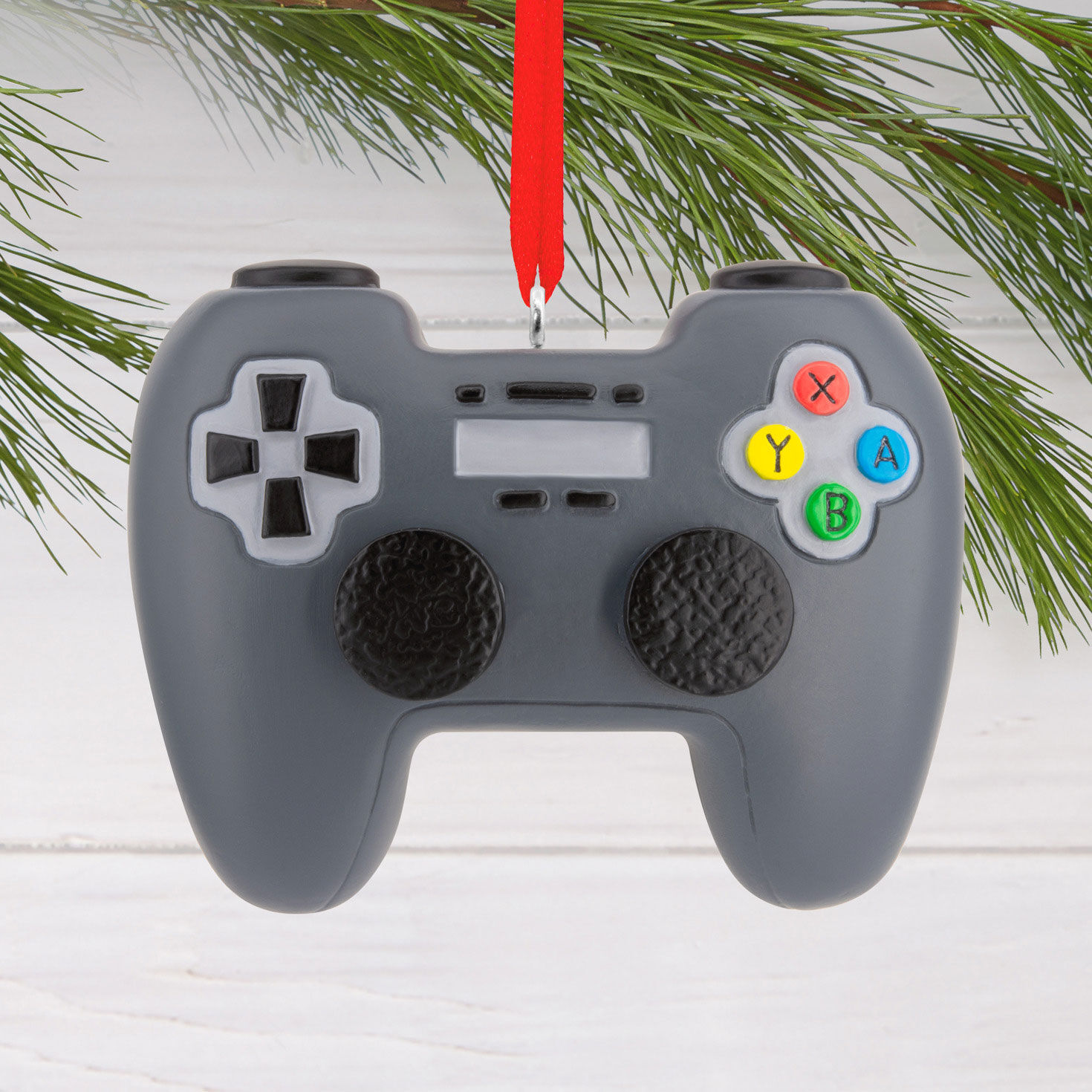 Black Video Game Controller Christmas Ornament hanging on tree image number 2