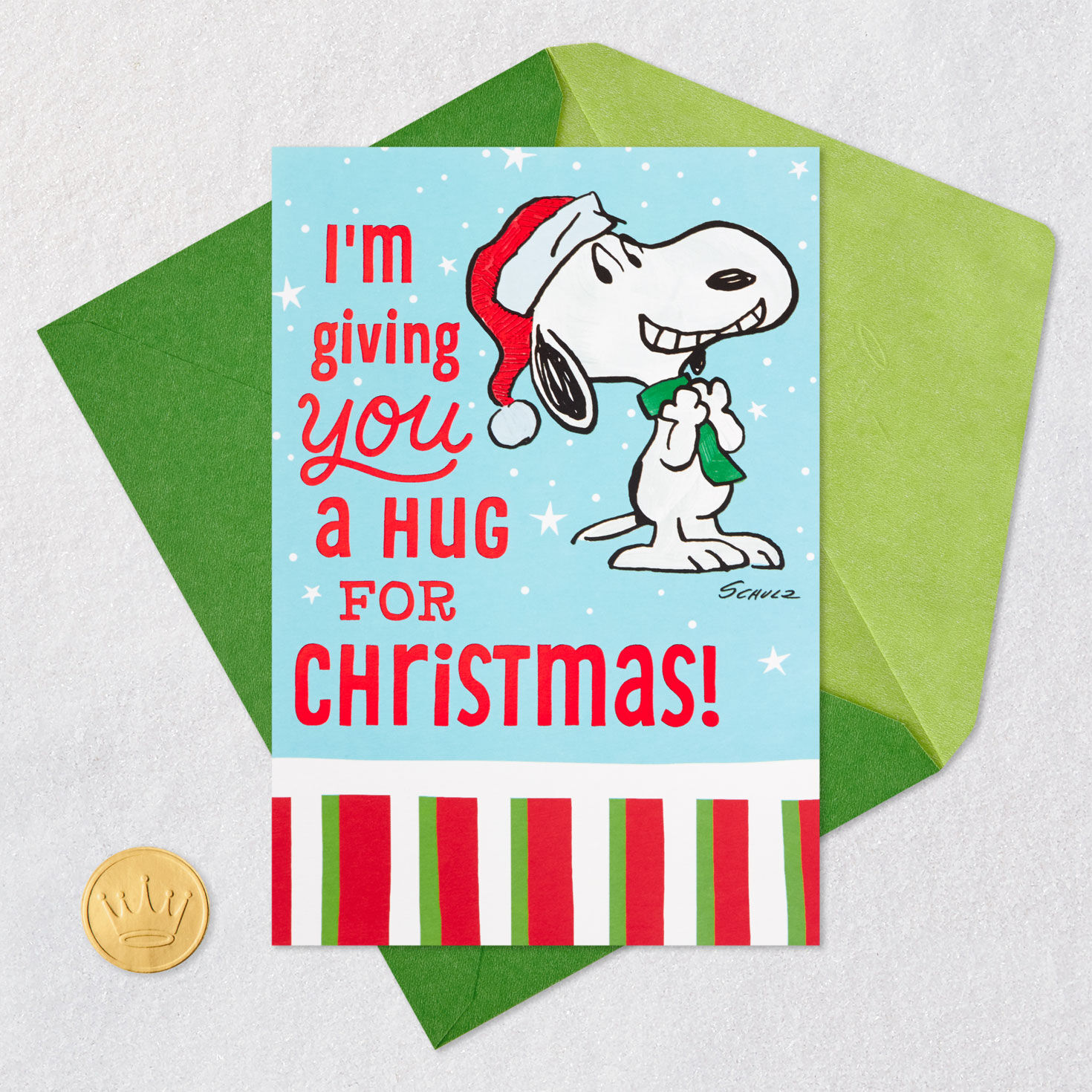 Peanuts Snoopy on Snowy Blue Christmas Card Card with envelope and Seal image number 6