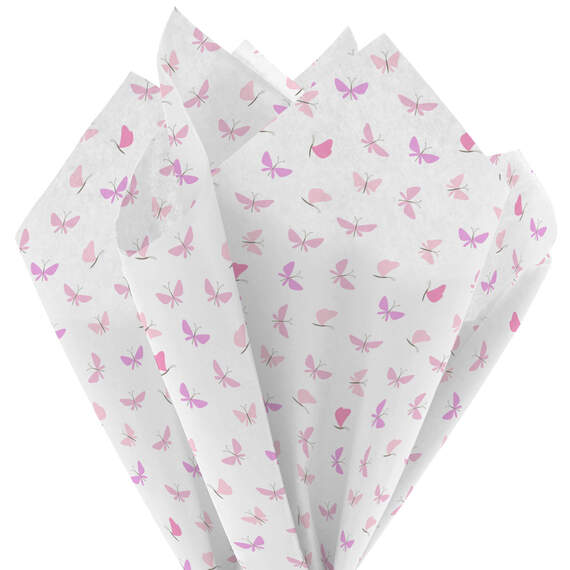 Pink Butterflies on White Tissue Paper, 6 sheets, , large image number 2
