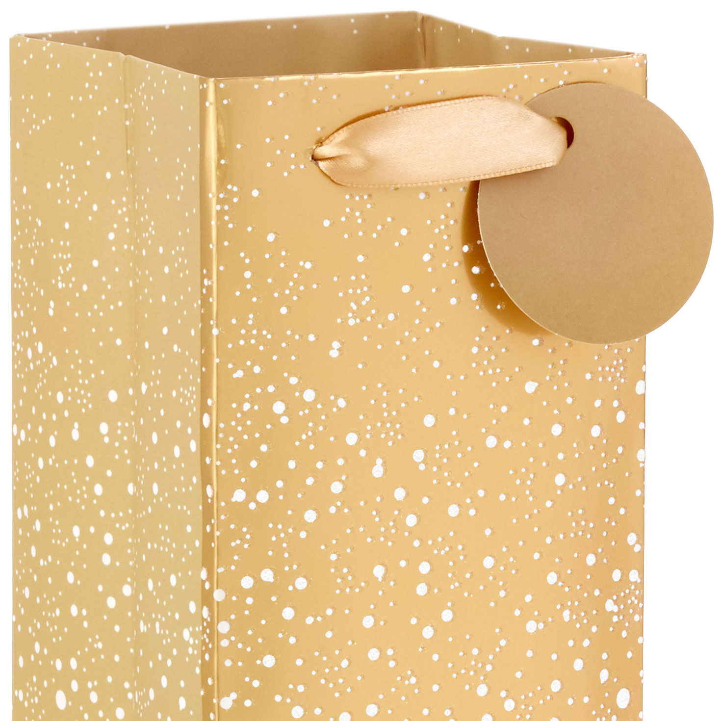 Gold Sparkle Wine Gift Bag Handle Detail image number 4