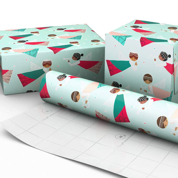 Flying Angels on Mint Christmas Wrapping Paper, 35 sq. ft., , large image number 2