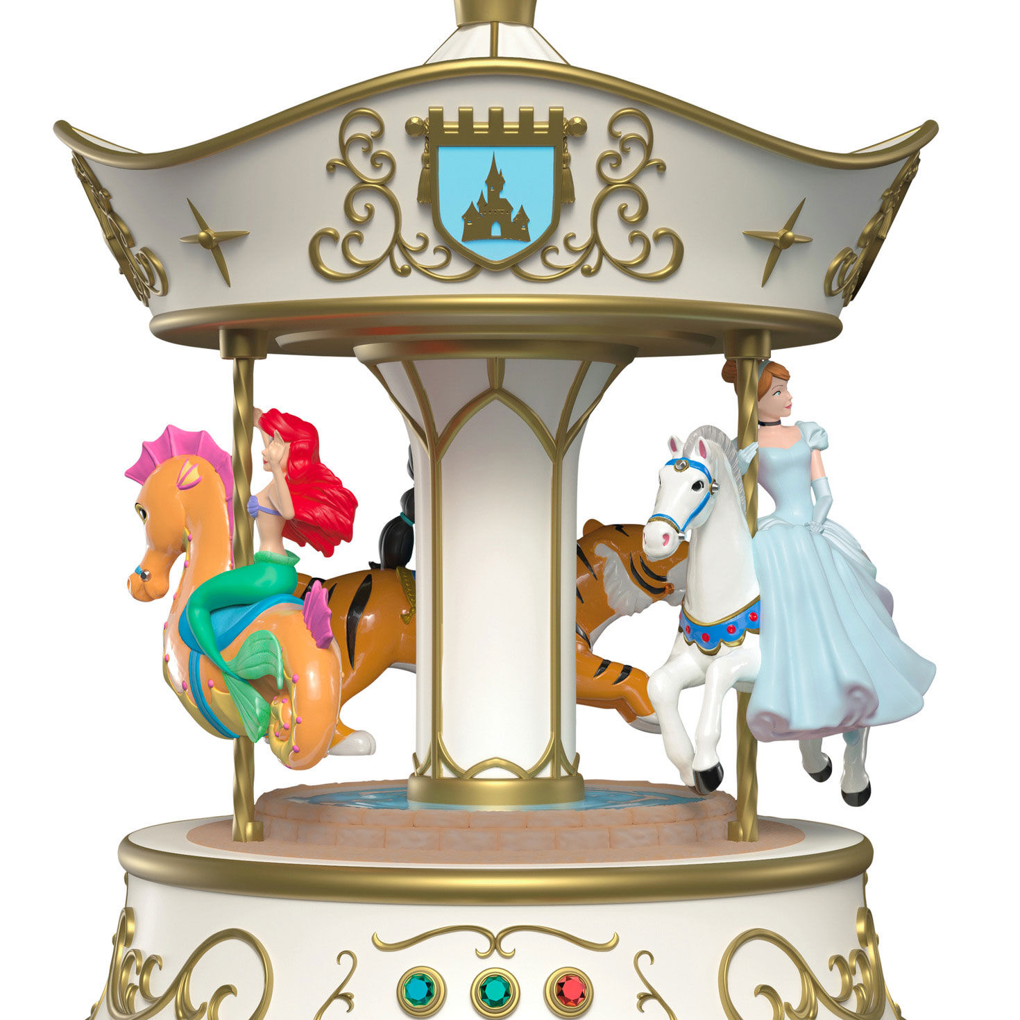 Cinderella Jasmine Ariel Carousel Keepsake Ornament Closeup view image number 5