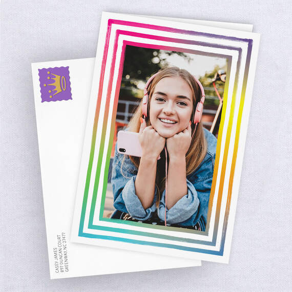 Personalized Rainbow Frame Photo Card, , large image number 4