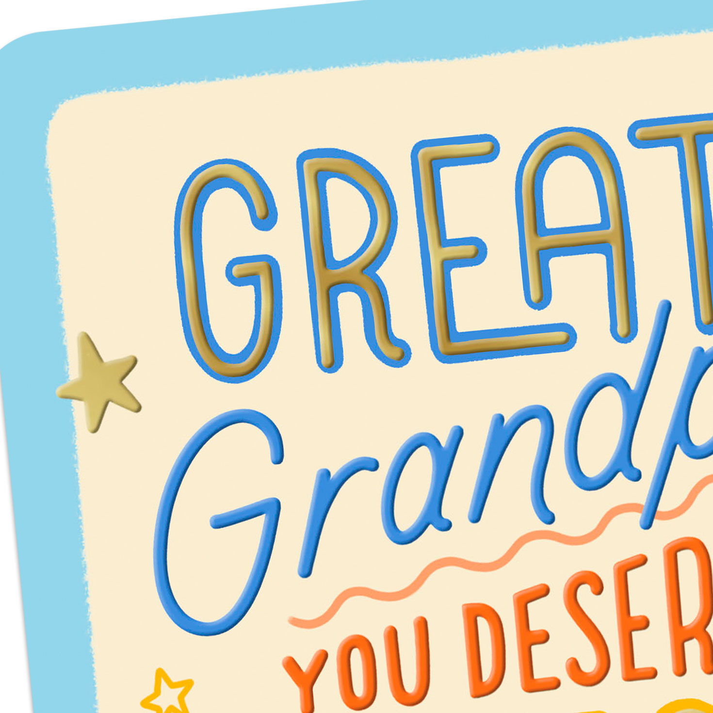 Blue, Gold and Yellow Great-Grandpa Birthday Card Card Front Detail image number 4