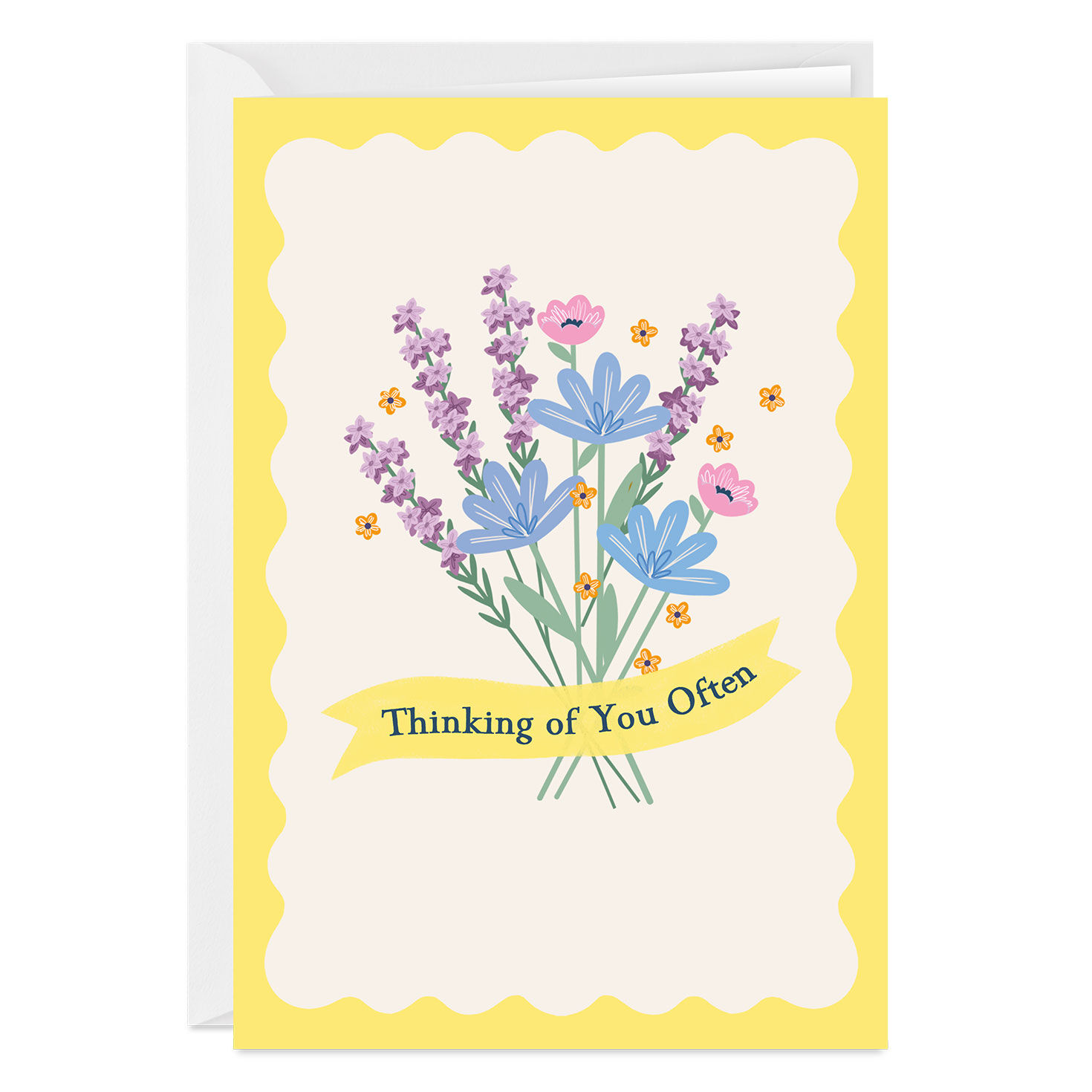 Sweet Flower Bouquet Custom Thinking of You Card - Greeting Cards ...