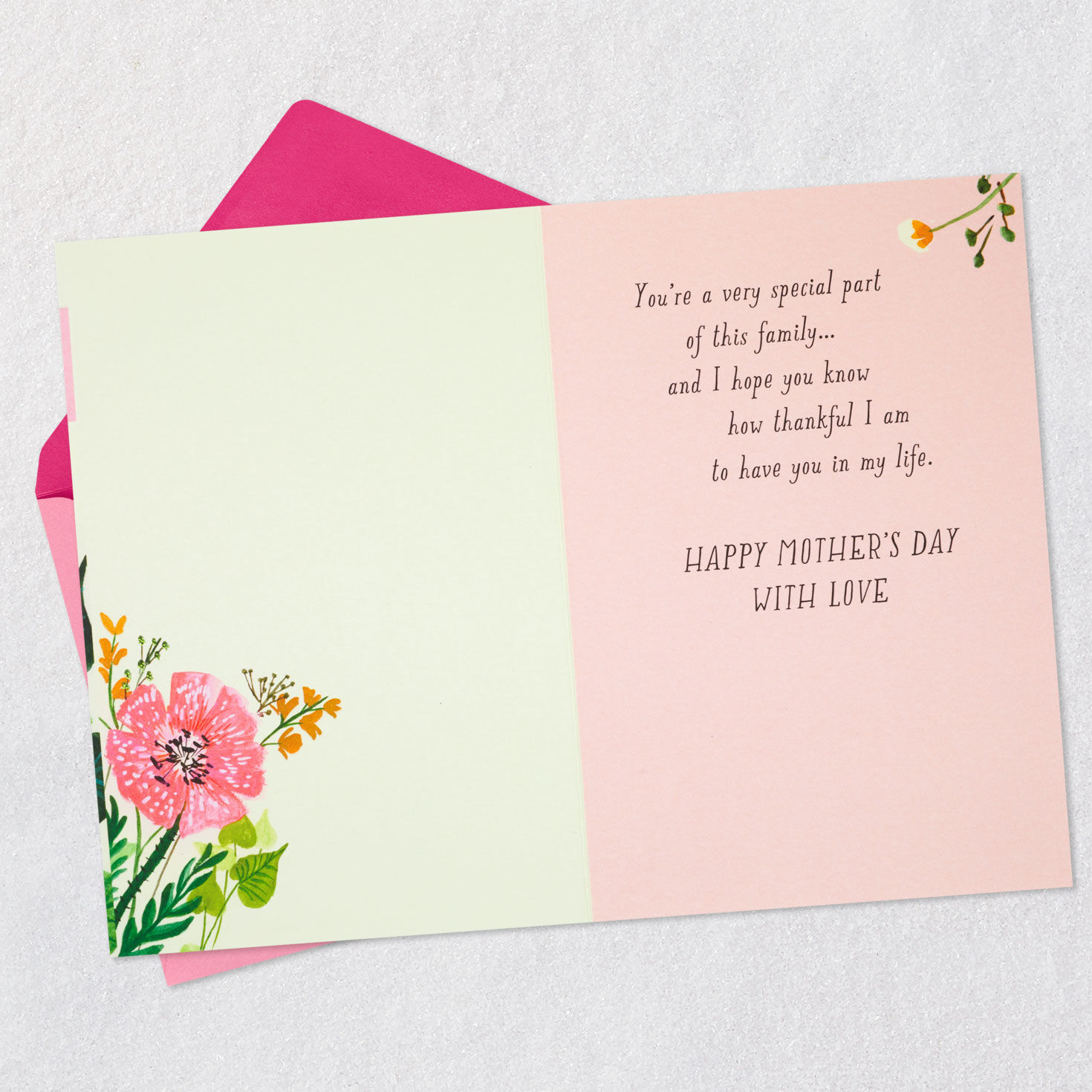 Flowers and Leaves Grandma Mother's Day Card Open card with envelope image number 3