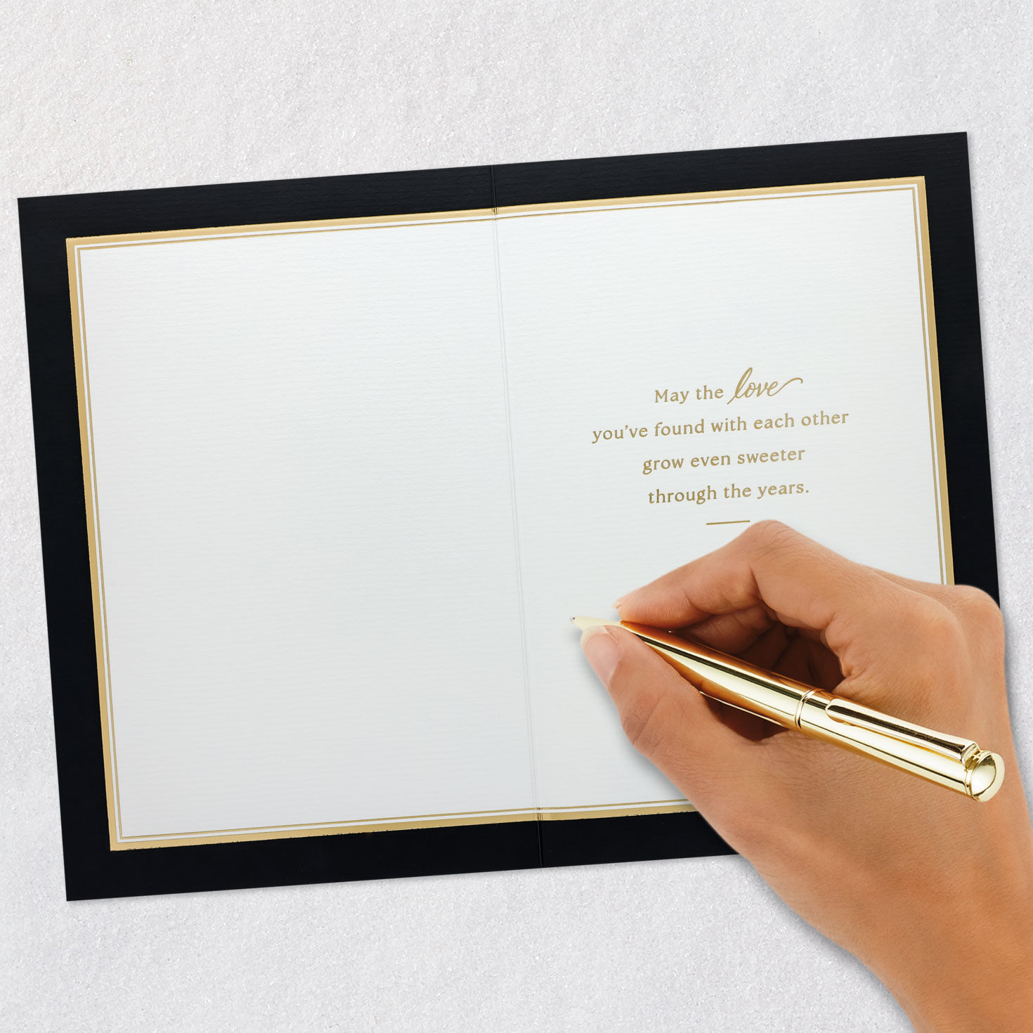 Gold and White Cake on Black Wedding Card Signing card image number 6