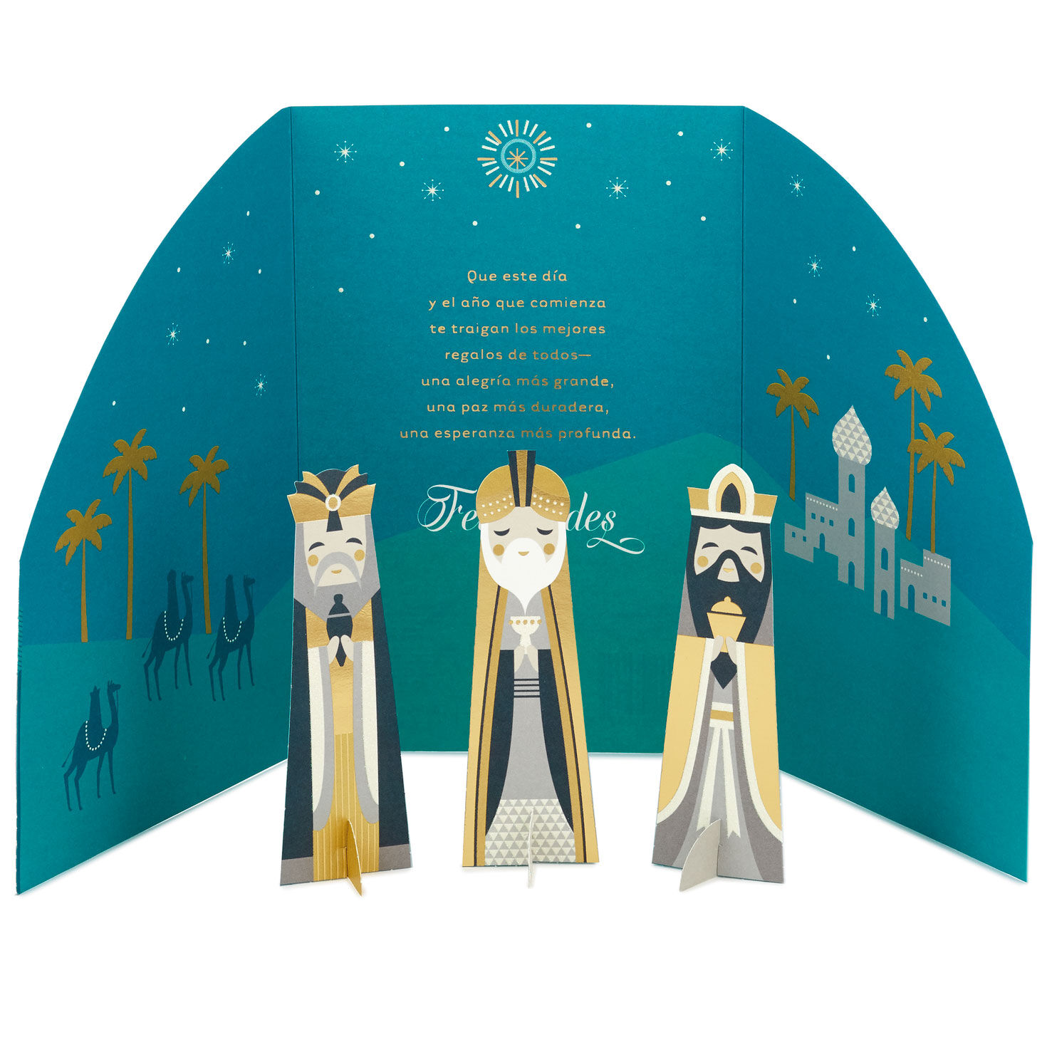 Joy, Hope, Peace Spanish-Language Three Kings Day Card With Magi Decorations, , large image number 2