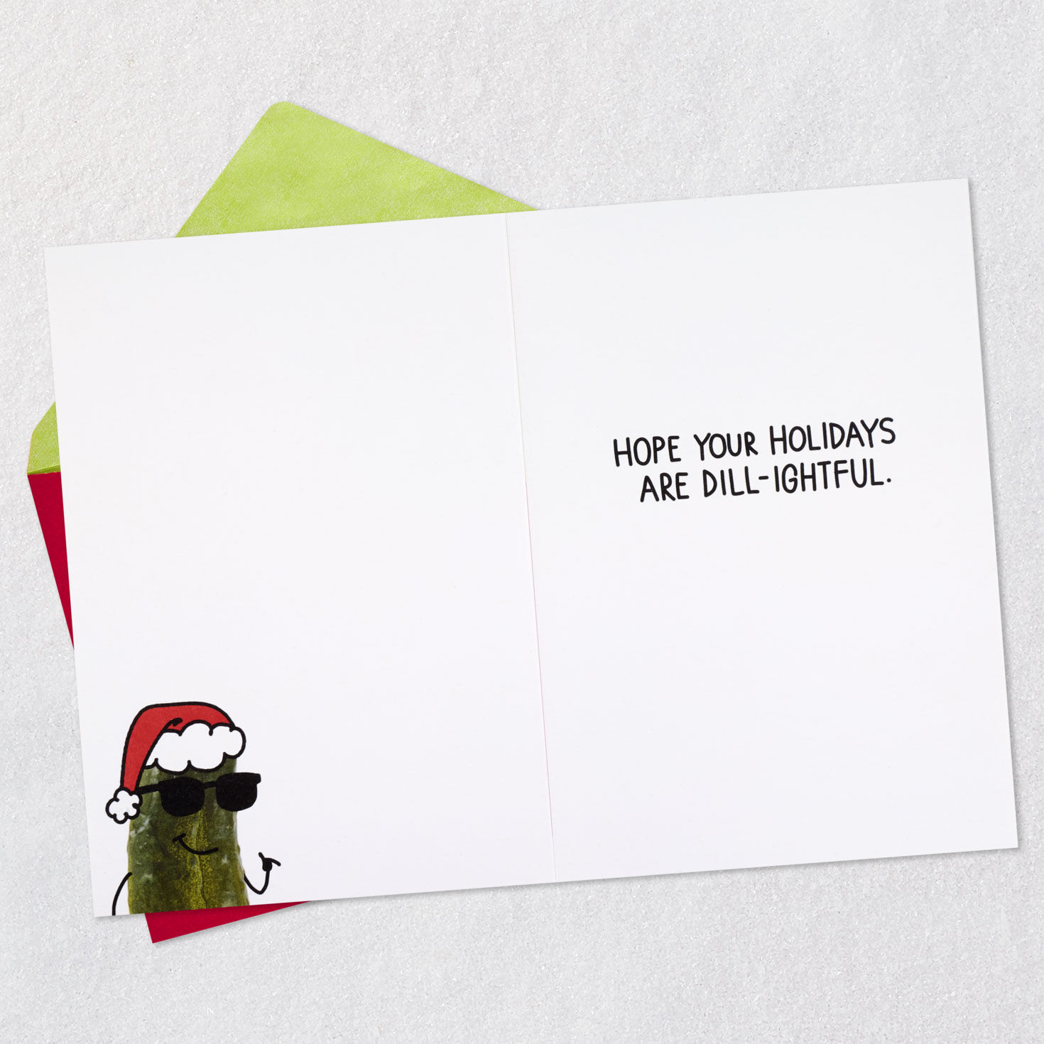 Pickle Santa Claus Cartoon Funny Christmas Card Open card with envelope image number 3