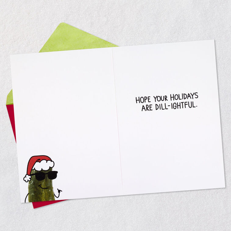 Pickle Santa Claus Cartoon Funny Christmas Card Open card with envelope image number 3