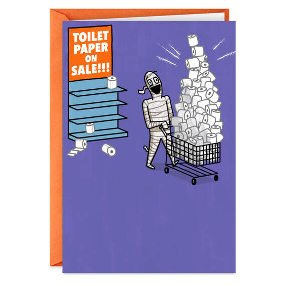 Mummy at the Grocery Store Funny Halloween Card, , large image number 1