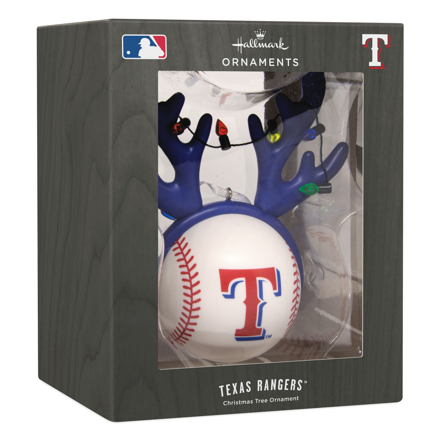 Rangers Reindeer Baseball Christmas Ornament package front image number 7