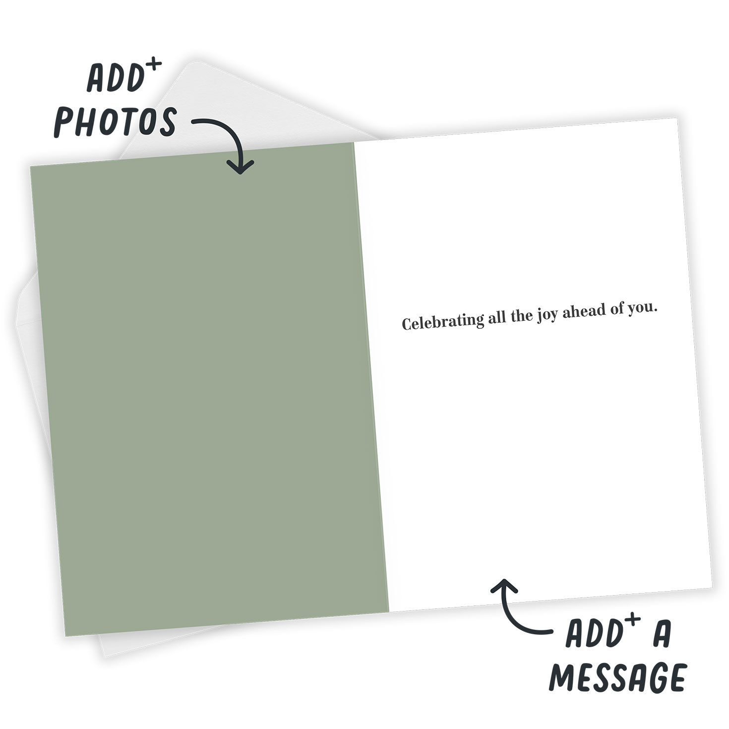 Green Polaroid Frame Personalized Father's Day Card Open Card with Envelope indicating personalization image number 4