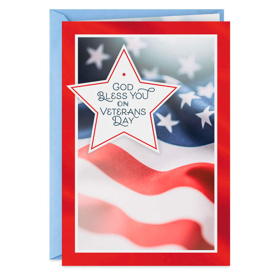 God Bless You Religious Veterans Day Card, , large image number 1