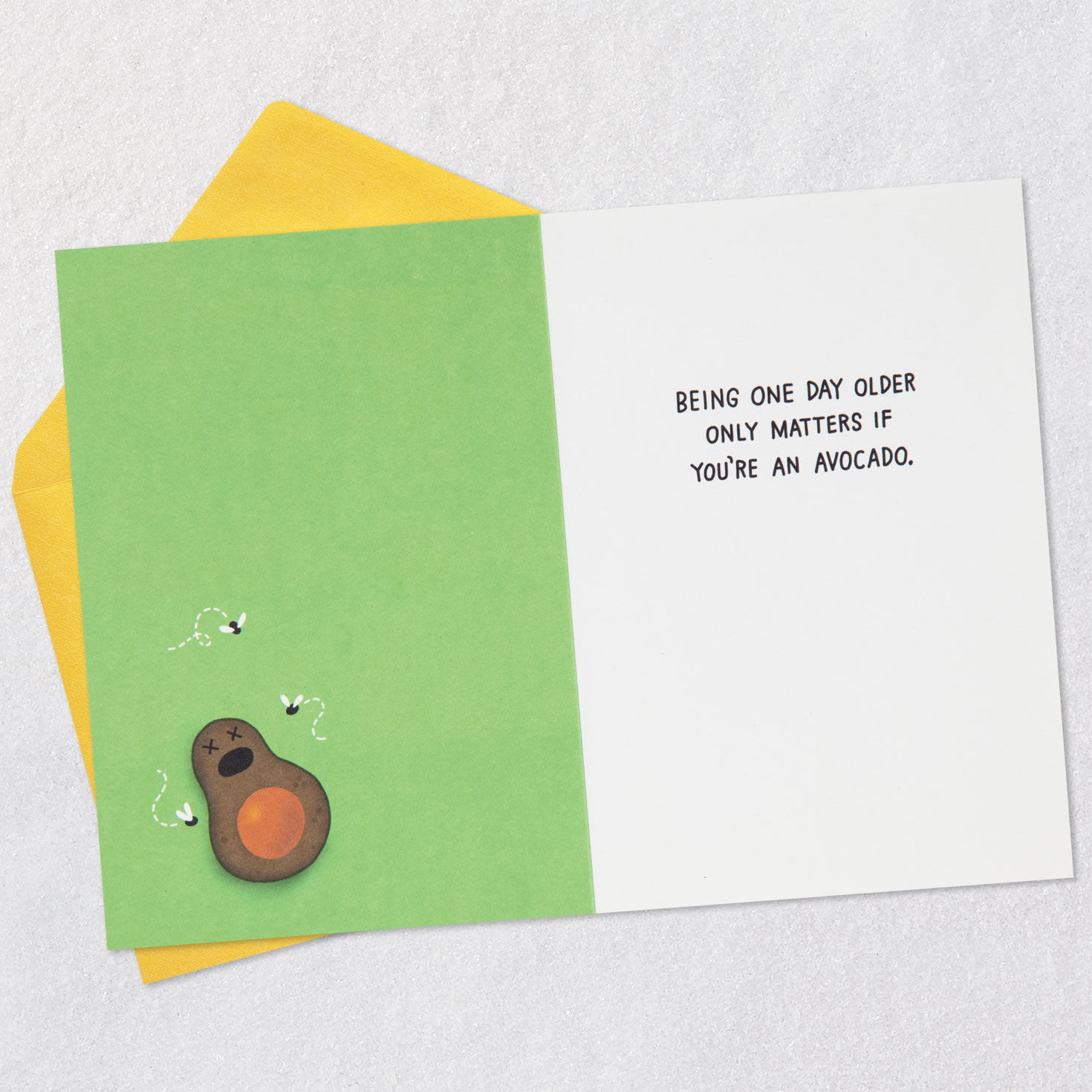 Ripe Avocados Funny Birthday Card Open card with envelope image number 3