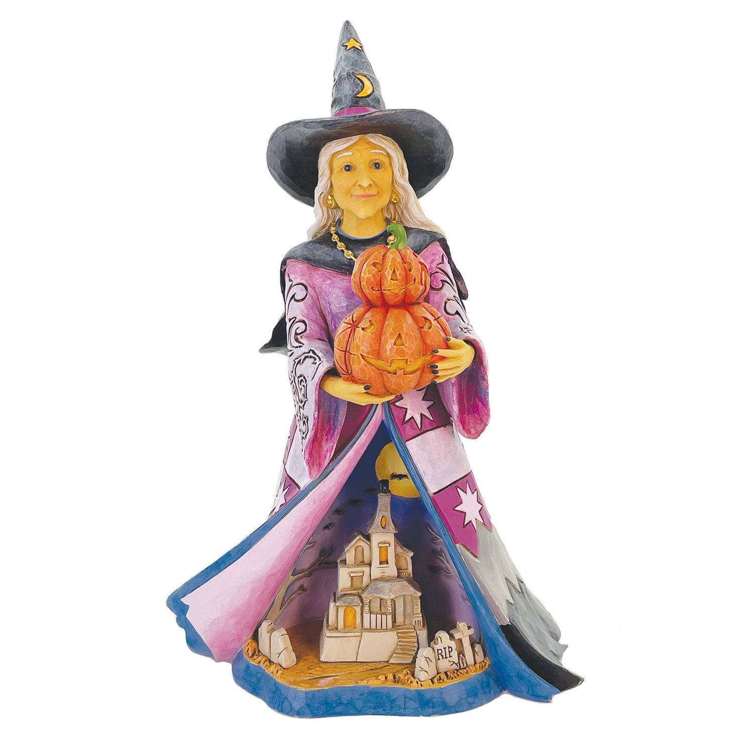 Jim Shore Witch and Pumpkins Halloween LED Figurine  image number 2