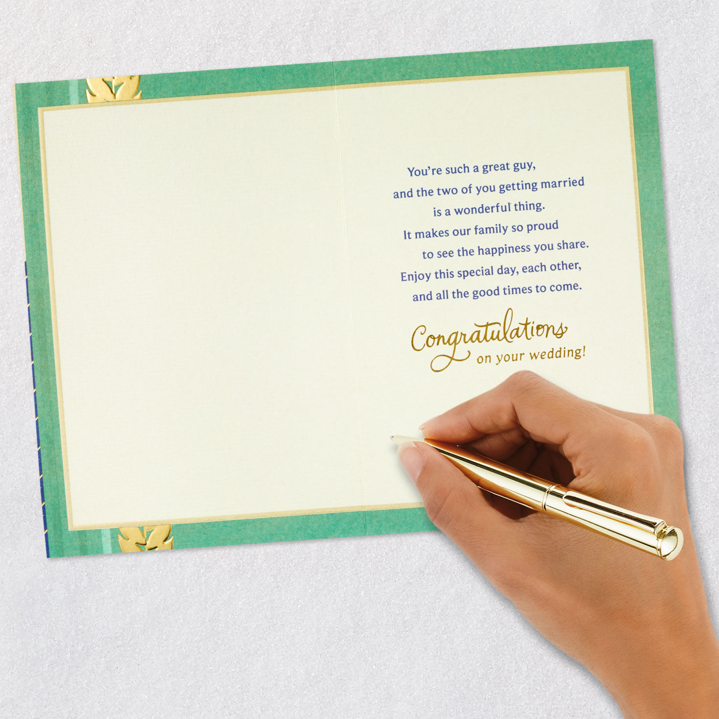 Metallic Leaves Son-in-Law Wedding Card  image number 6