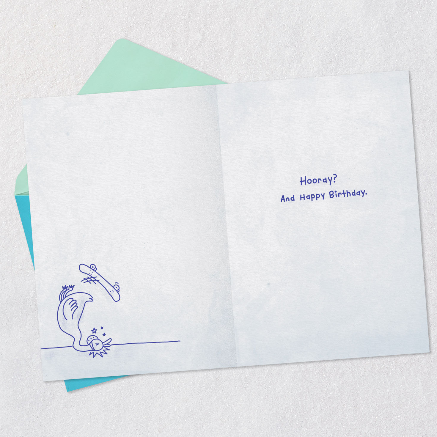 Skateboarding Duck Funny Birthday Card Open card with envelope image number 3