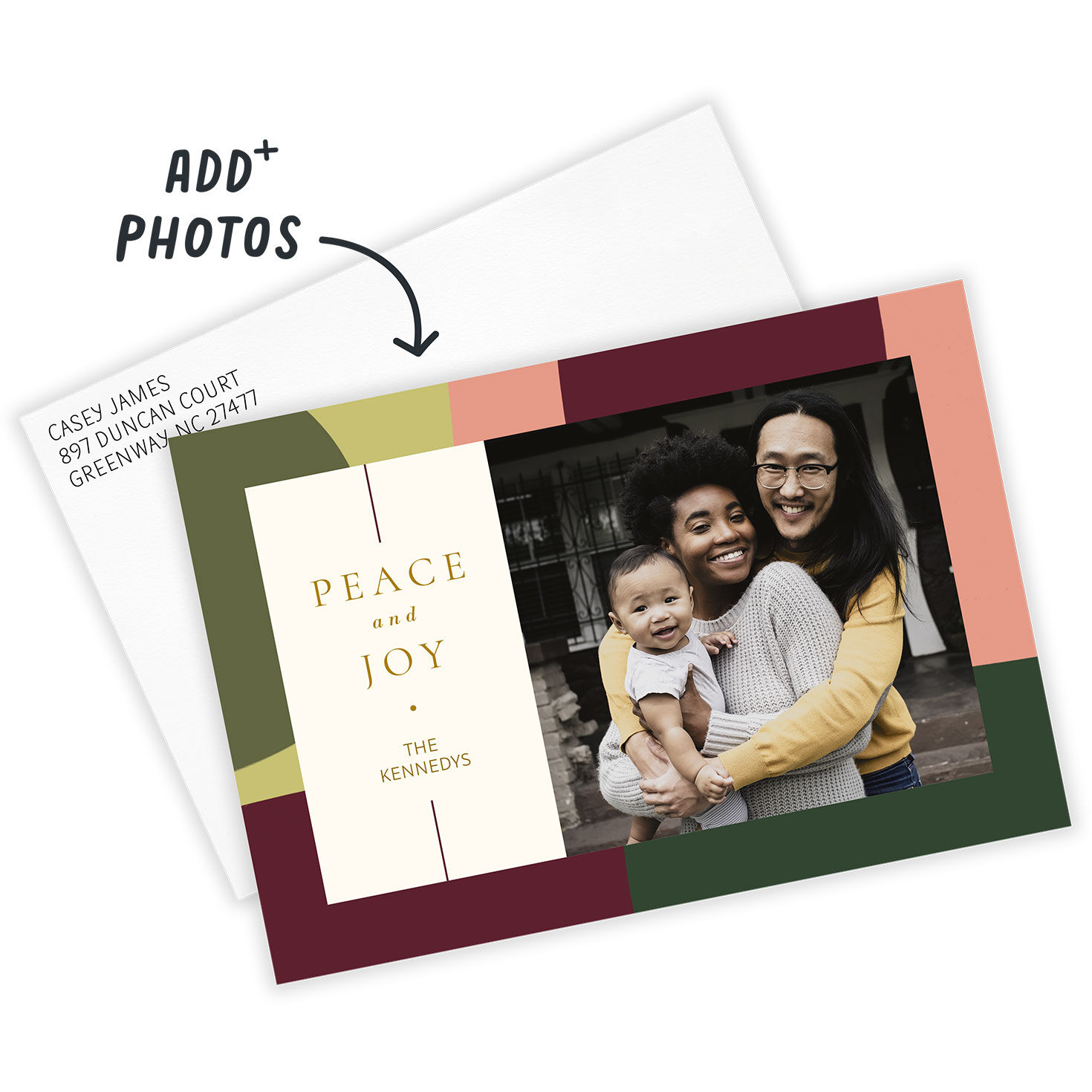 Peace and Joy Flat Christmas Photo Card, , large image number 2