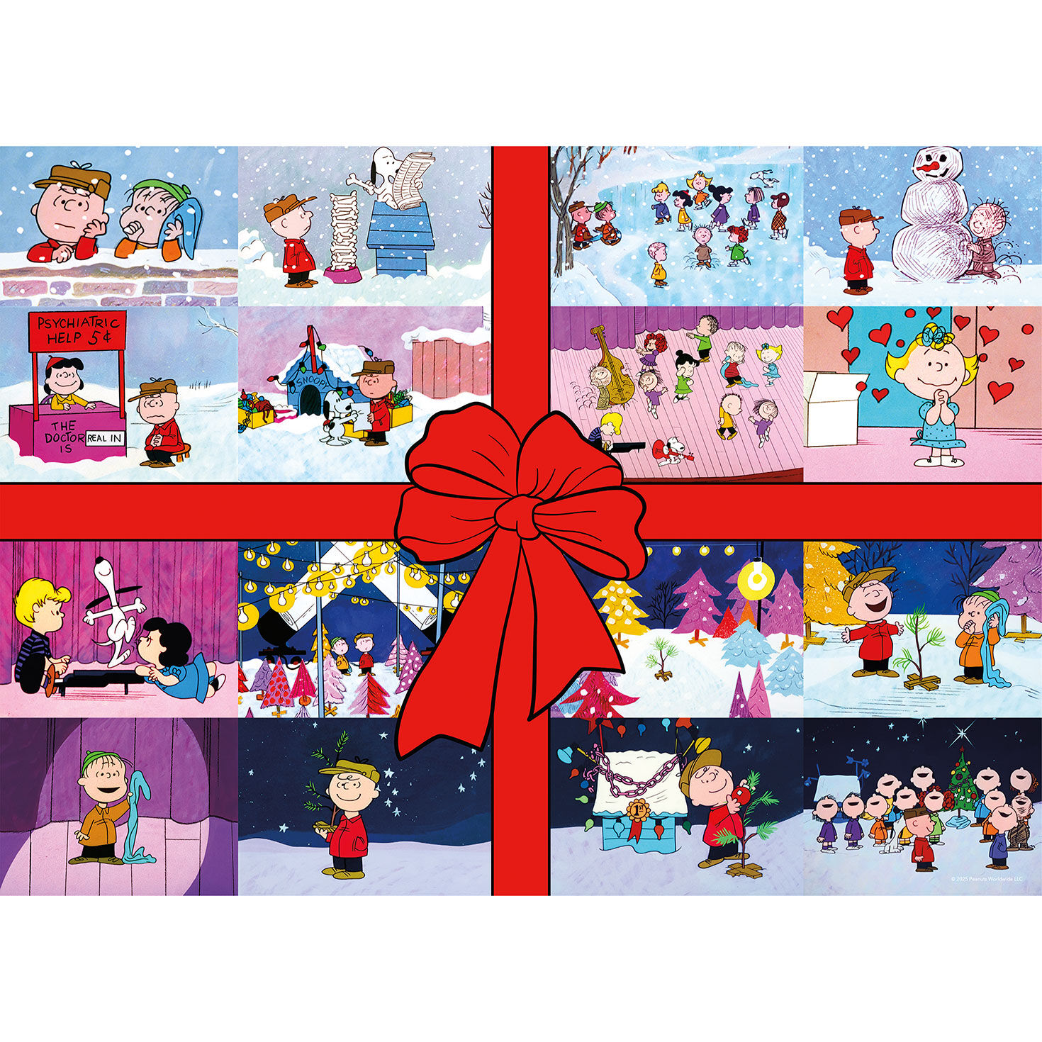 Peanuts Charlie Brown Christmas Scenes With Bow Puzzle front image number 2