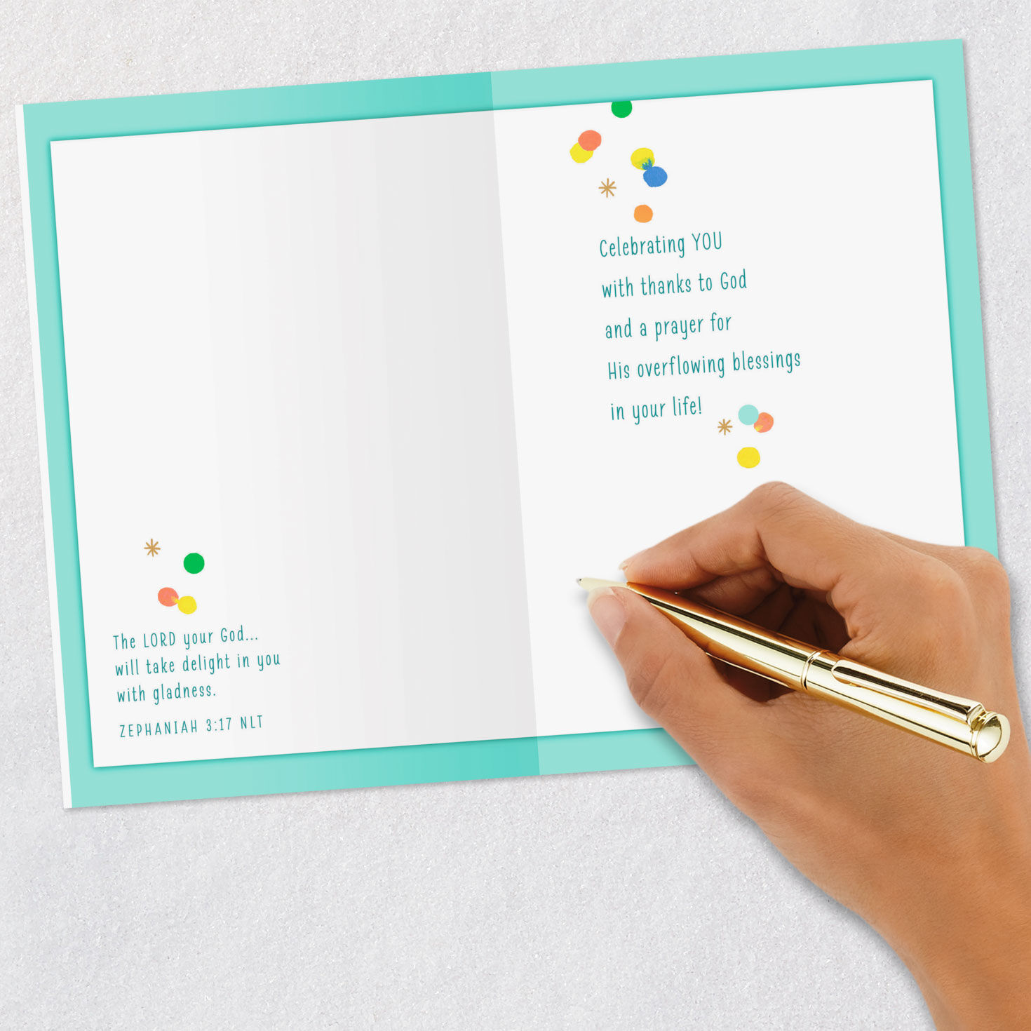 Cake With Confetti and Candle Religious Birthday Card Signing card image number 7