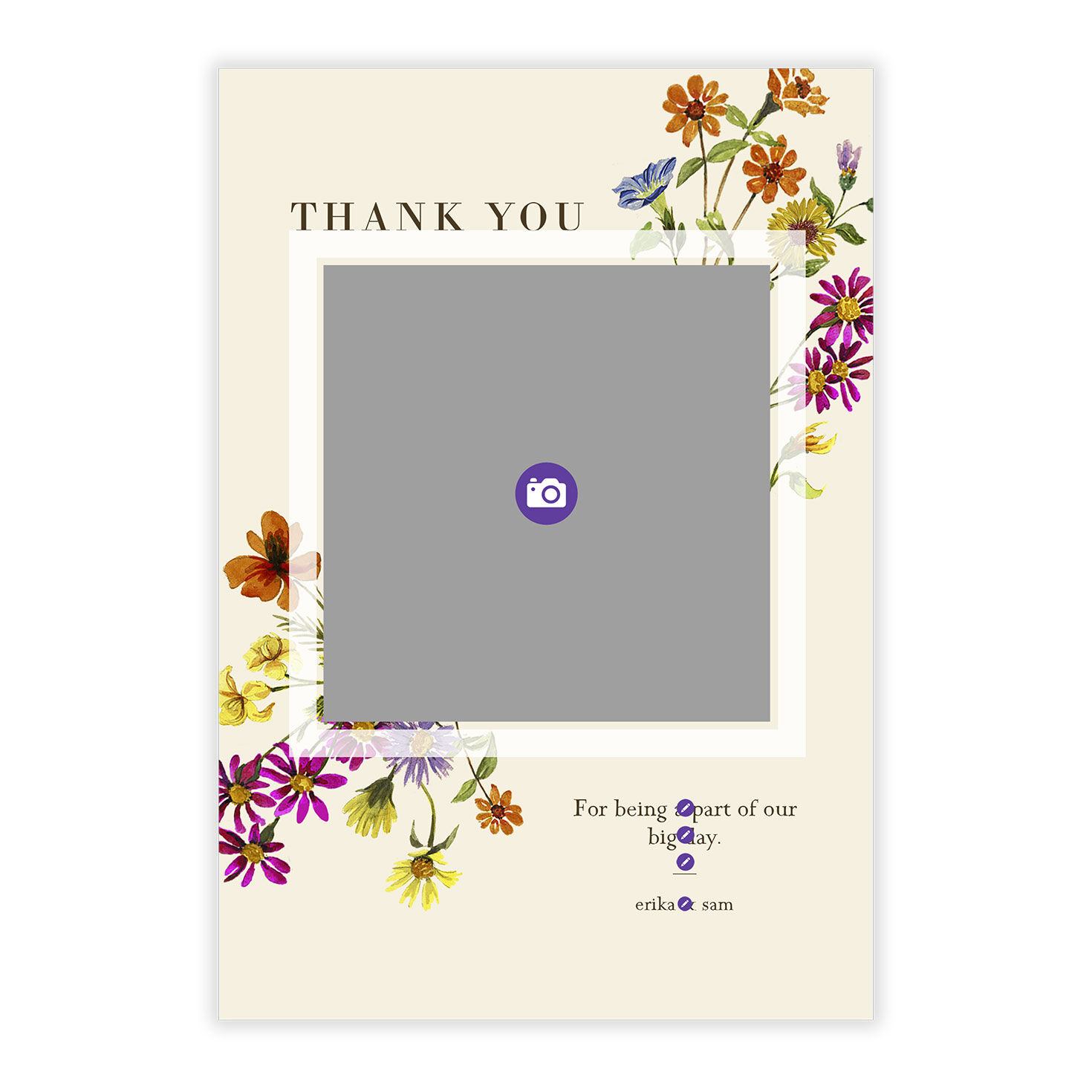 Colorful Wildflowers Wedding Thank-You Card, , large image number 5