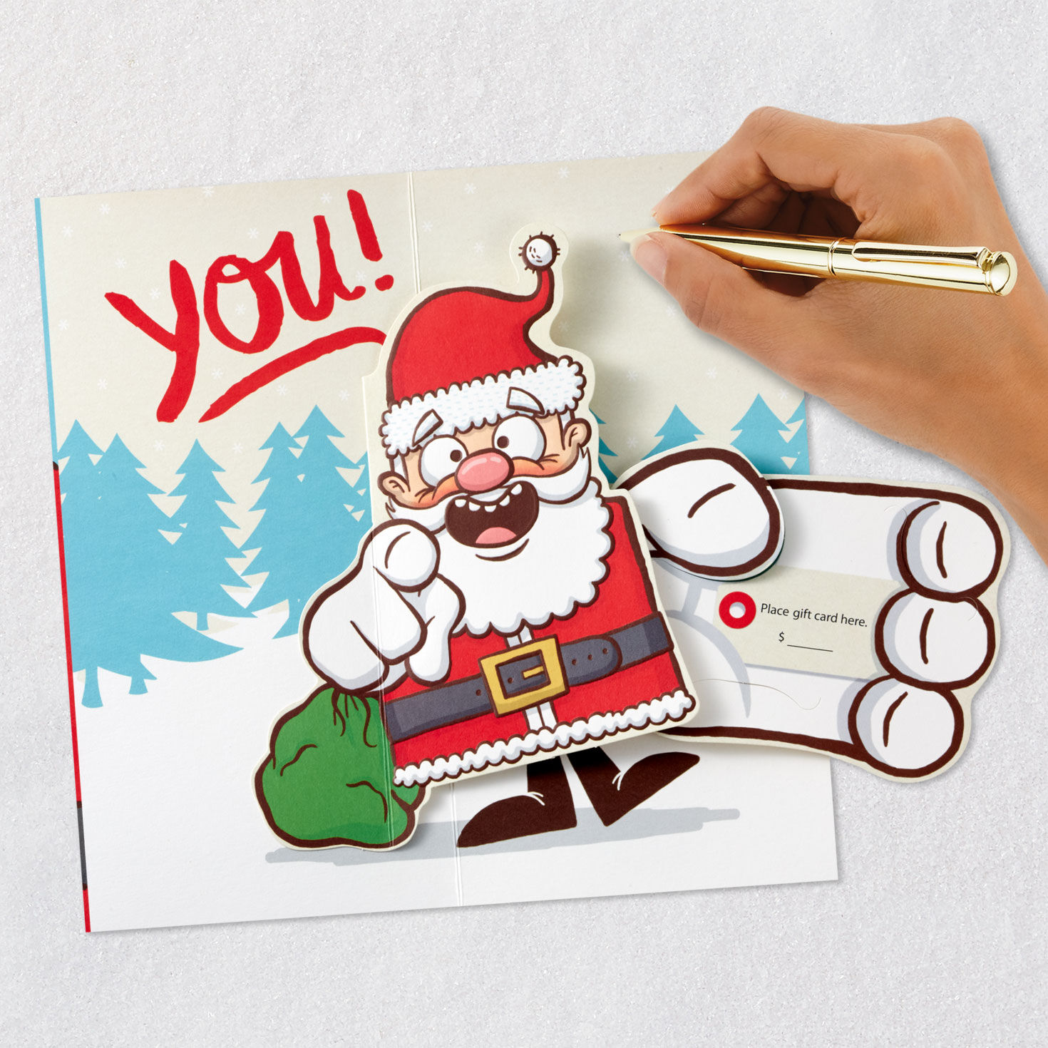 Santa Funny Pop-Up Money Holder Christmas Card Signing card image number 8