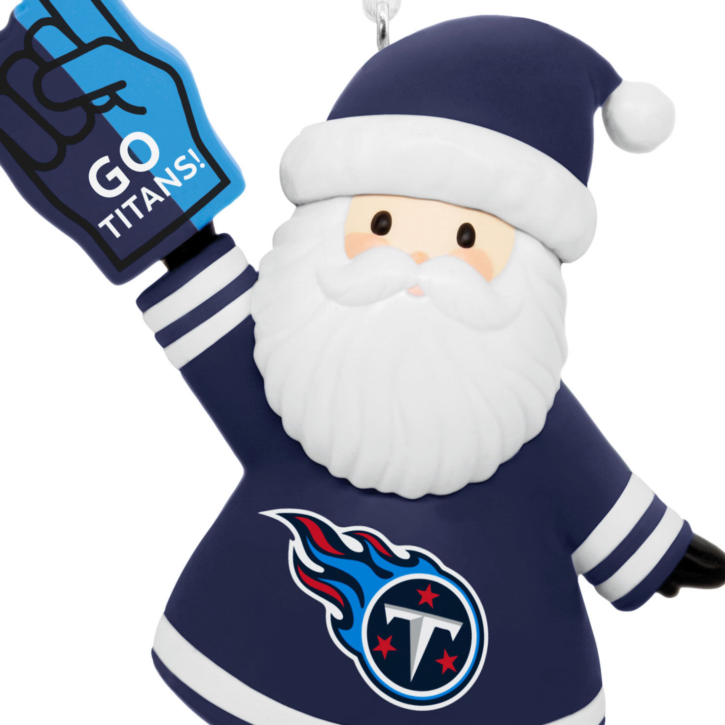 Tennessee Titans Santa Fan Christmas Ornament closeup view image number 5