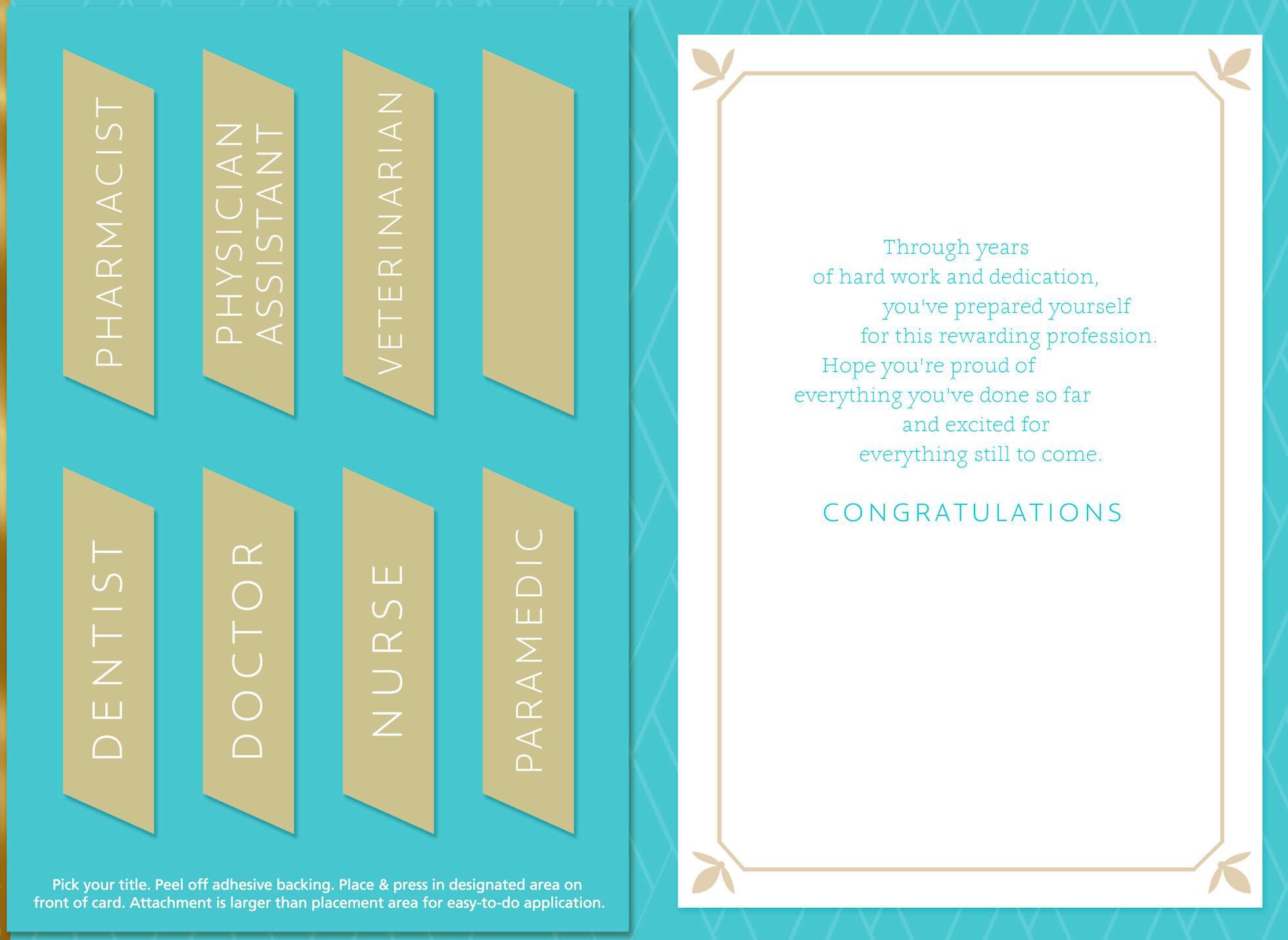 Customizable Health Degree Graduation Card with Stickers