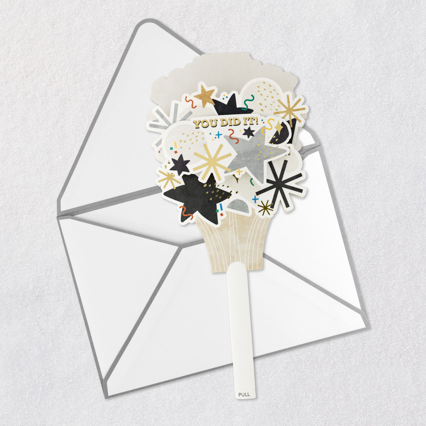 Confetti and Stars Pop-Up Graduation Card With Motion Open card with envelope image number 5