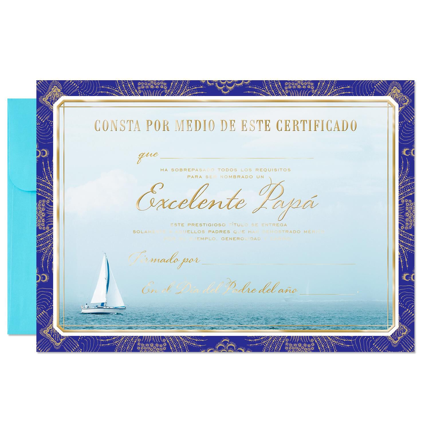 Excellent Dad Award Certificate Jumbo Spanish Language Father S Day Card 12 25