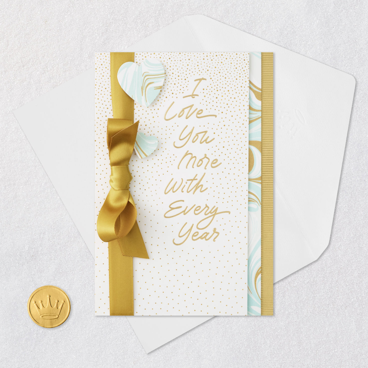 I Love You More Romantic Anniversary Card Card Front with Envelope and Gold Seal image number 7