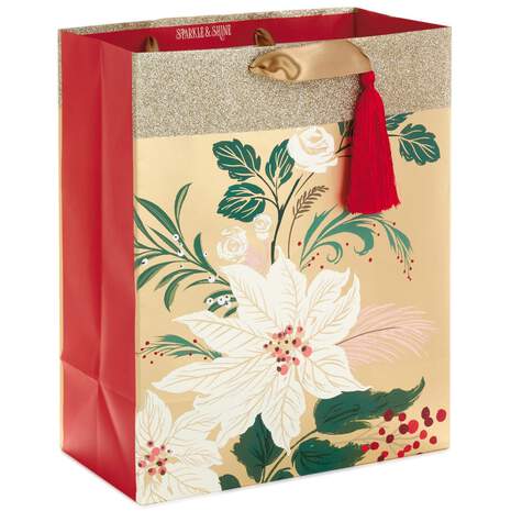 13" Tree on Red and Gold Gift Bag With Gift Tag, , large