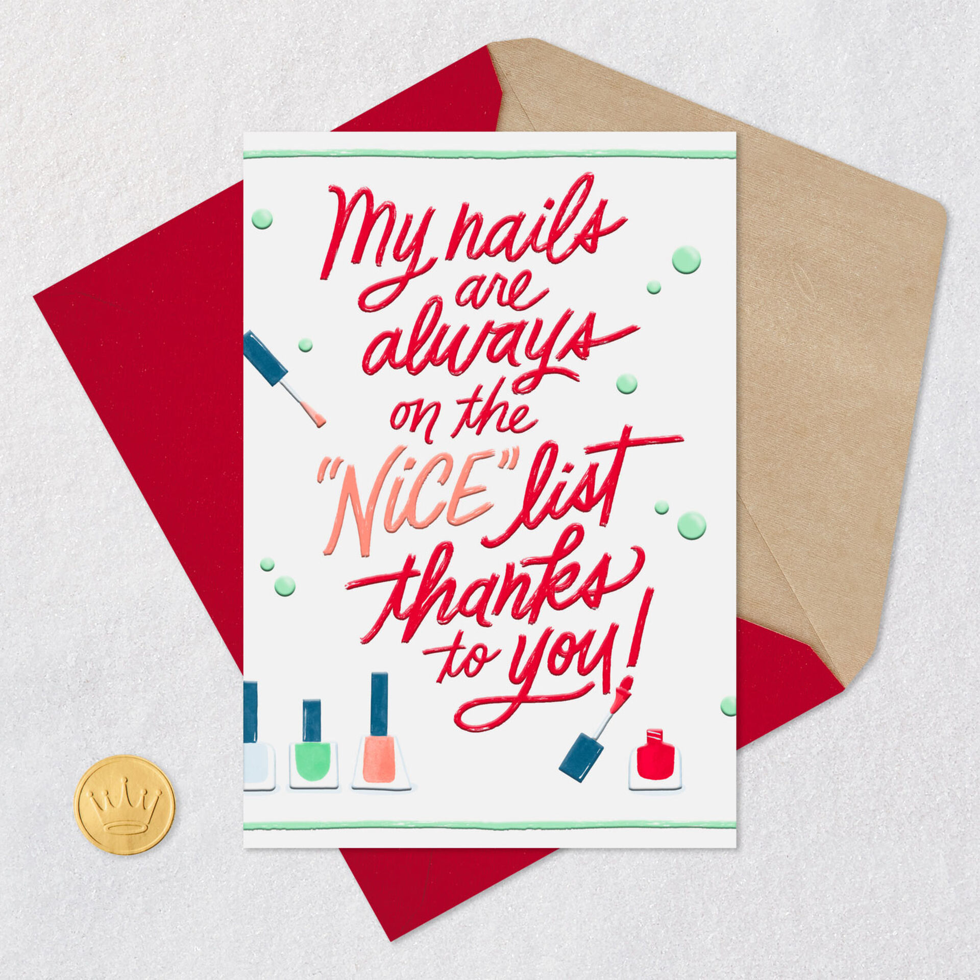 Bottles of Nail Polish Christmas Card for Nail Technician Greeting