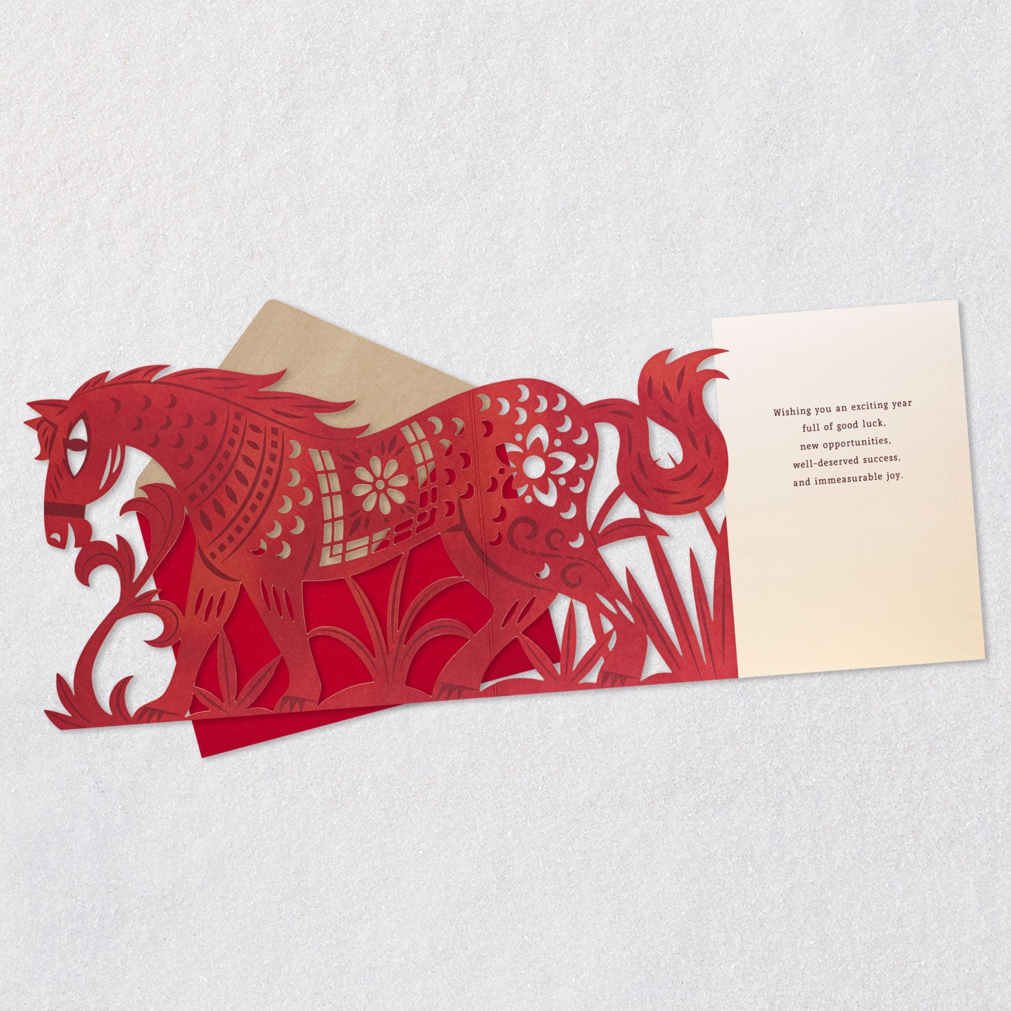 2026 Year of the Horse Chinese New Year Card Open card with envelope image number 3