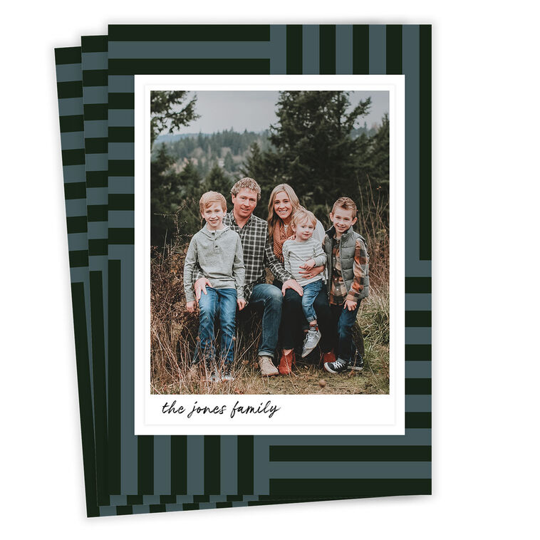 Bold Striped Blocks Flat Holiday Photo Card