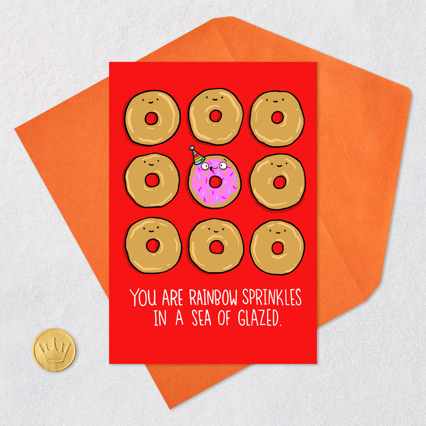 Rows of Sprinkled Donuts Birthday Card Card Front with Envelope and Gold Seal image number 5