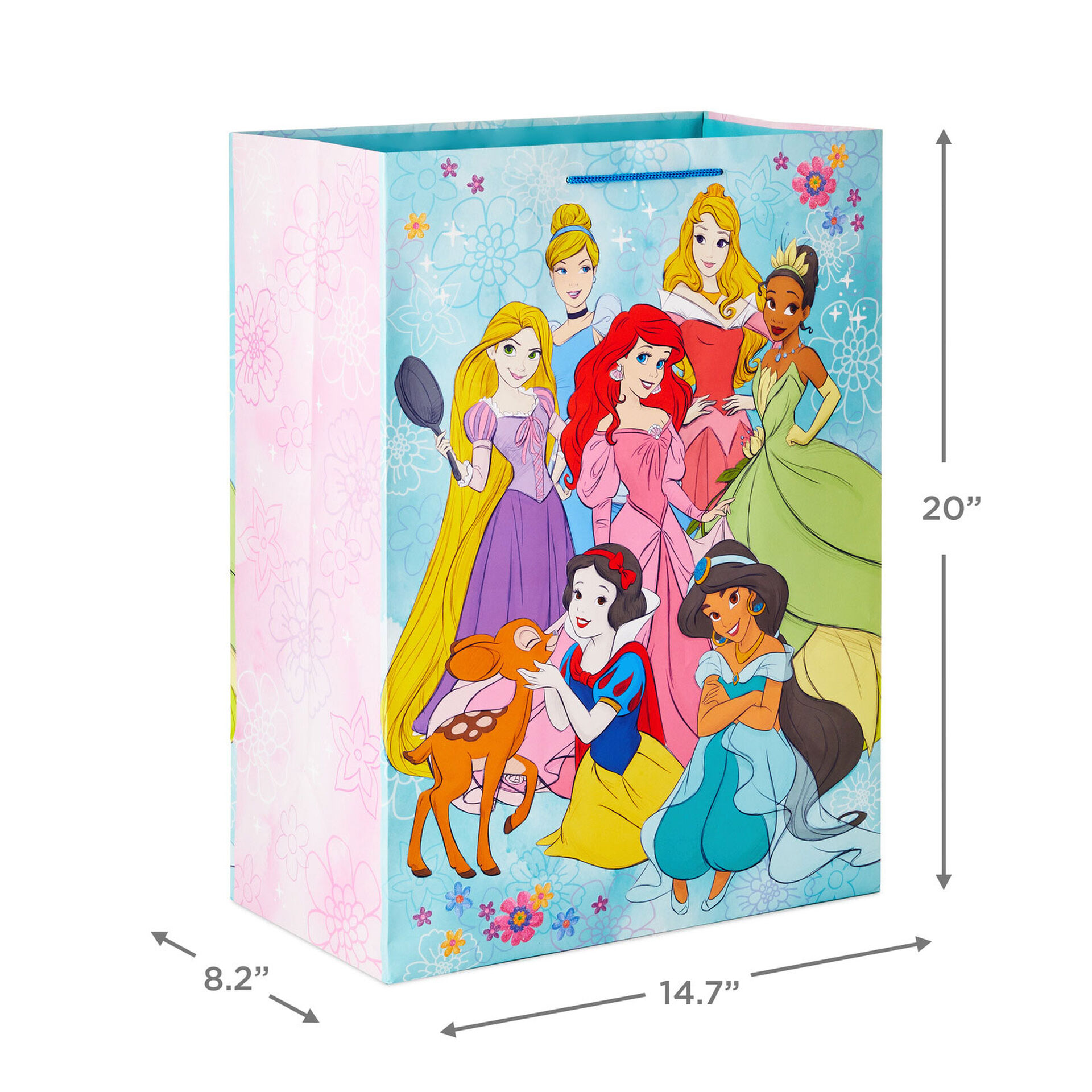20" Disney Princesses on Aqua Jumbo Gift Bag Gift Bags Hallmark