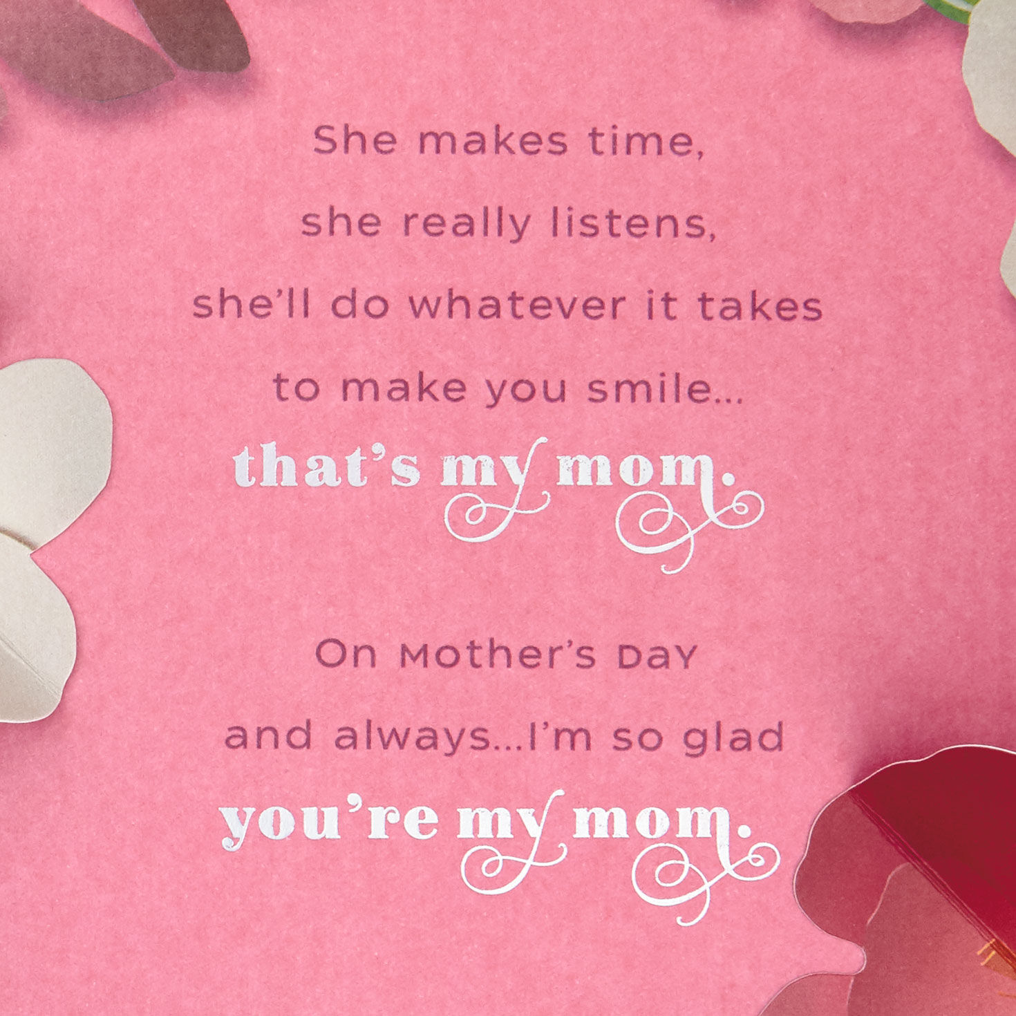 Tropical Flowers Pop-Up Mother's Day Card for Mom Sentiment image number 3